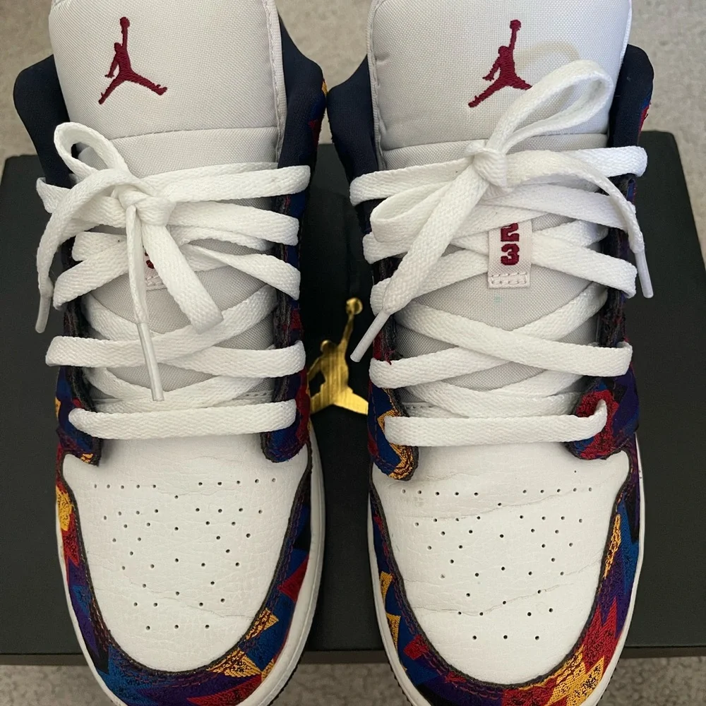 Air jordan 1 low white/dark obsidian-team red - Picture 1 of 3